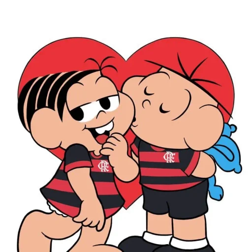 Figurinha: Mônica e Cebolinha se beijando