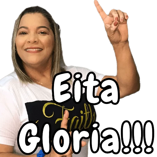 Figurinha: Mulher com gesto de vitória