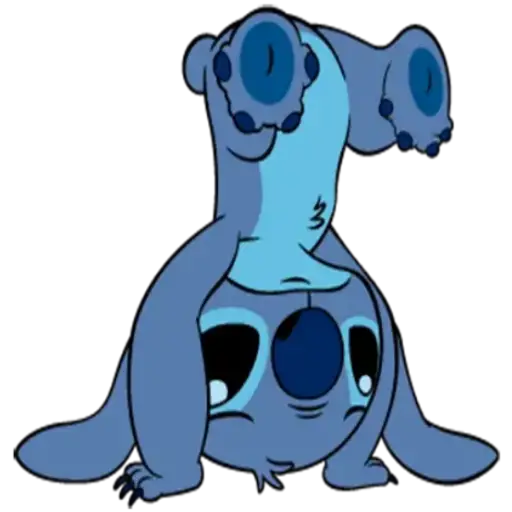 Figurinha: Stitch fazendo parada de mãos
