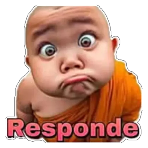 Figurinha: Bebê monge com cara de interrogação