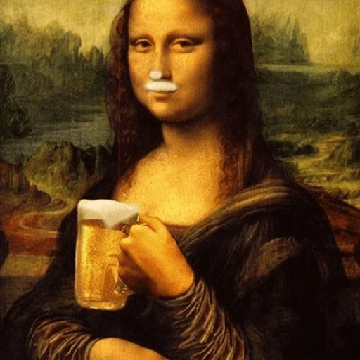 Figurinha: Mona Lisa com Cerveja
