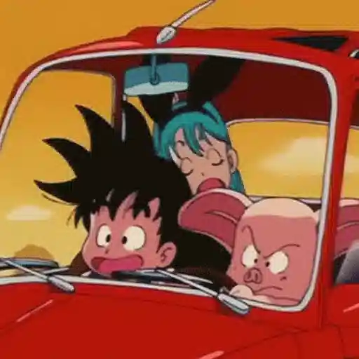 Figurinha: Goku, Bulma e Oolong de carro