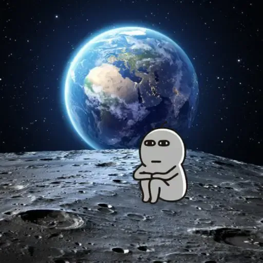 Figurinha: Personagem solitário na Lua