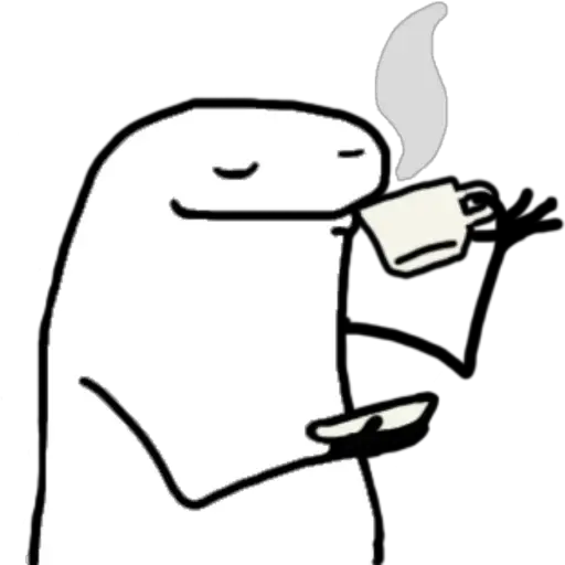 Figurinha: Flork tomando café
