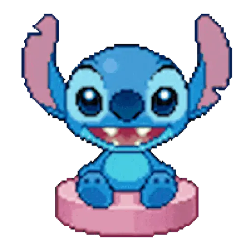 Figurinha: Stitch sentando no banquinho