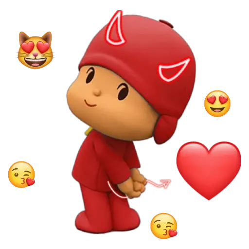 Figurinha: Pocoyo demônio com emojis