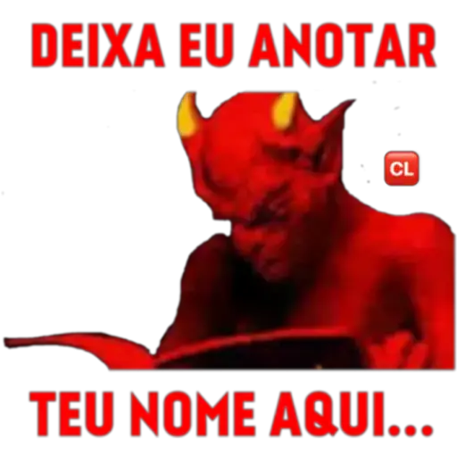 Figurinha: Diabo anotando seu nome