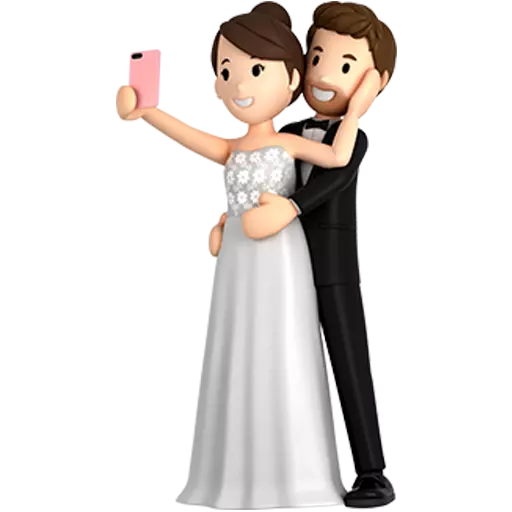 Figurinha: Casal feliz tirando selfie