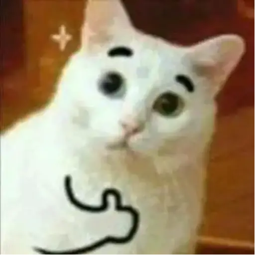 Figurinha: Gato com sobrancelha e like