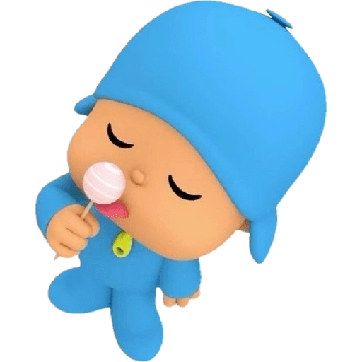 Figurinha: Pocoyó chupando um pirulito