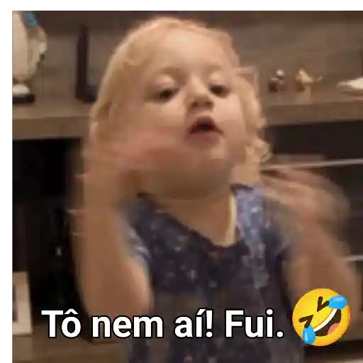 Figurinha: Criança diz "Tô nem aí! Fui."