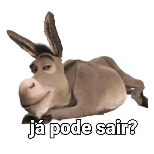 Figurinha: Burro: Já pode sair?
