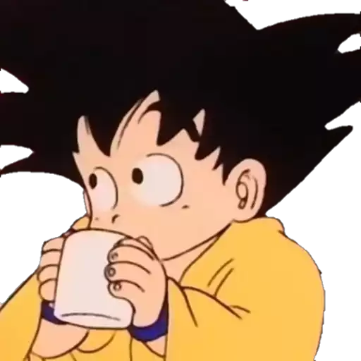 Figurinha: Goku tomando café
