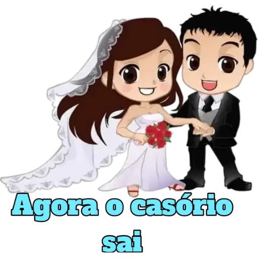 Figurinha: Casal feliz no casamento