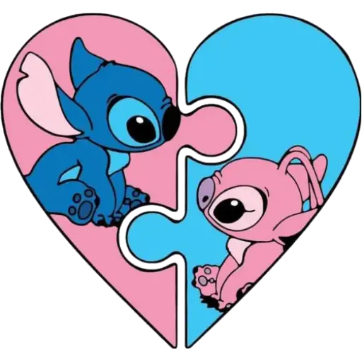 Figurinha: Stitch e Angel coração partes