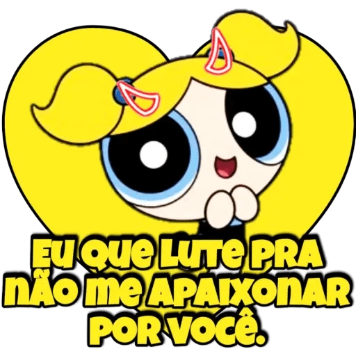 Figurinha: Bubbles lutando para não se apaixonar