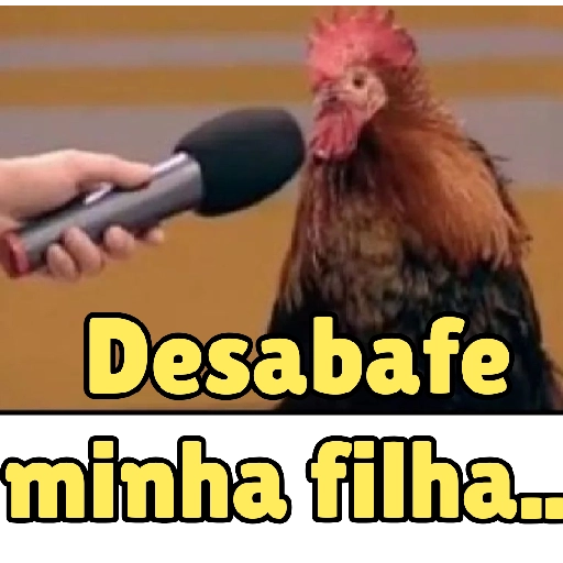 Figurinha: Galo desabafando no microfone