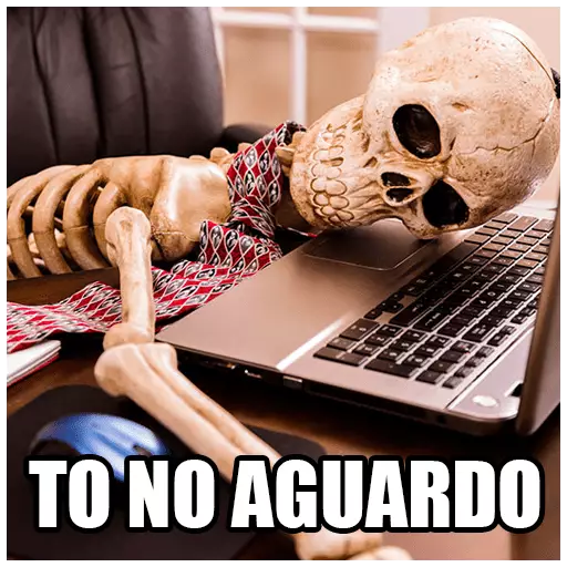Figurinha: Esqueleto no Trabalho