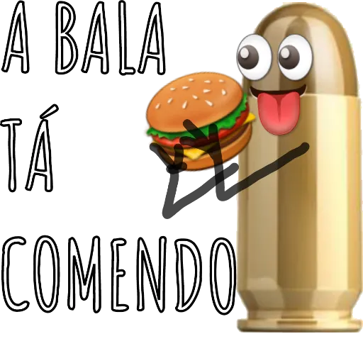 Figurinha: Bala comendo hambúrguer