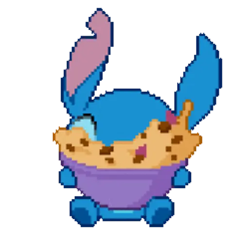Figurinha: Stitch comendo biscoitos