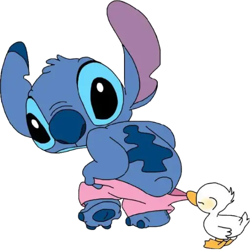 Figurinha: Stitch e patinho