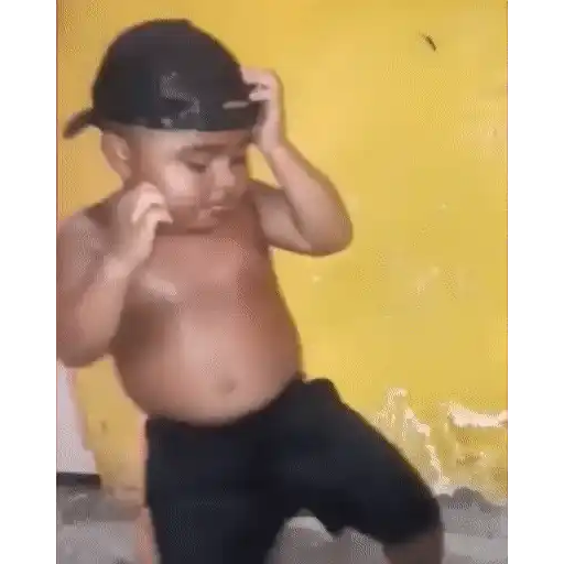 Figurinha: Criança dançando com boné
