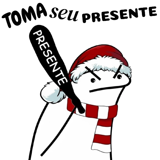 Figurinha: Homem-neve com bastão de presente