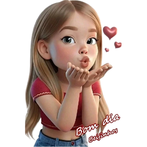 Figurinha: Menina enviando beijos