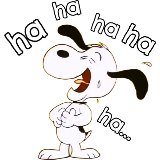Figurinha: Snoopy rindo muito