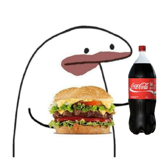 Figurinha: Flork com Hambúrguer e Coca-Cola