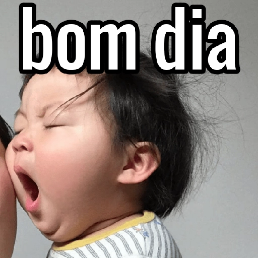 Figurinha: Bebê bocejando "bom dia"