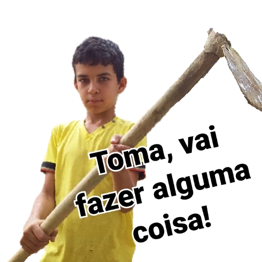 Figurinha: Toma, vai fazer alguma coisa!