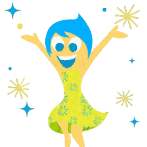 Figurinha: Alegria transbordando em estrelas