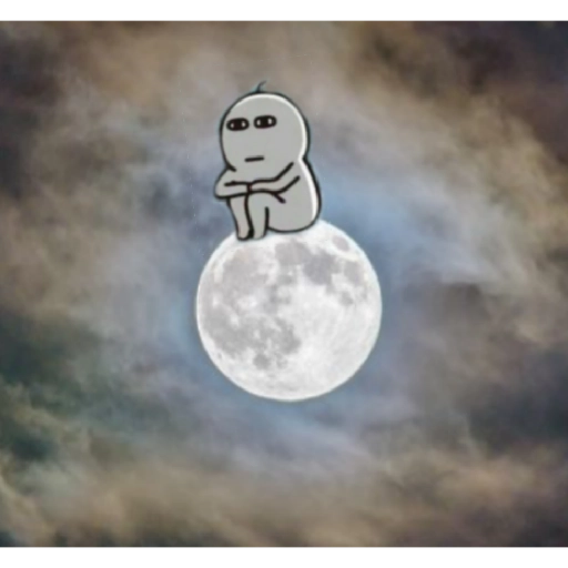 Figurinha: Personagem sentado na lua