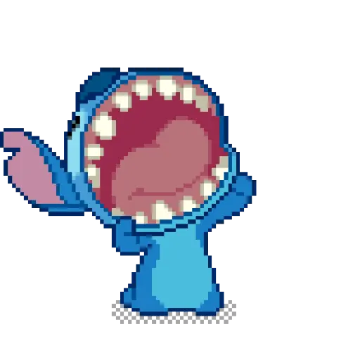 Figurinha: Stitch abrindo a boca