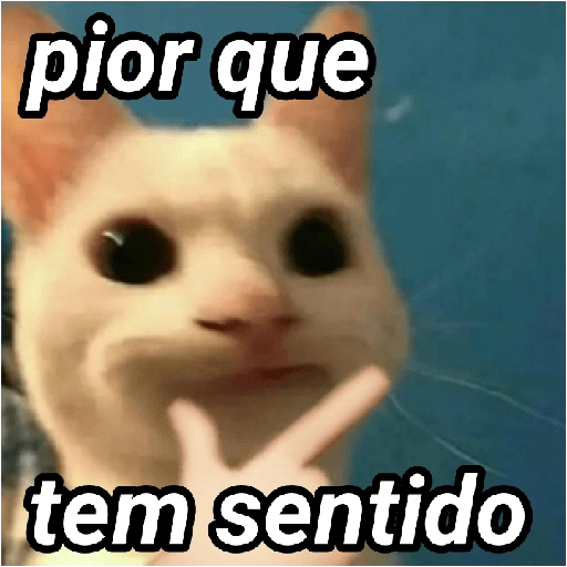 Figurinha: Gato pensando pior que tem sentido