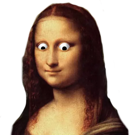 Figurinha: Mona Lisa com olhos de meme