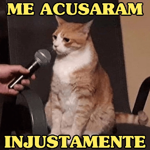 Figurinha: Gato "me acusaram injustamente"