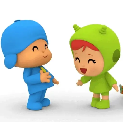 Figurinha: Pocoyo e a amiga dançando