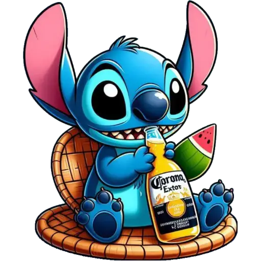 Figurinha: Stitch bebendo Corona