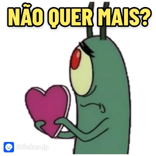 Figurinha: Plâncton triste com coração
