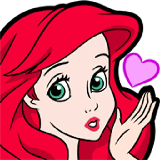 Figurinha: Ariel enviando um beijo com coração