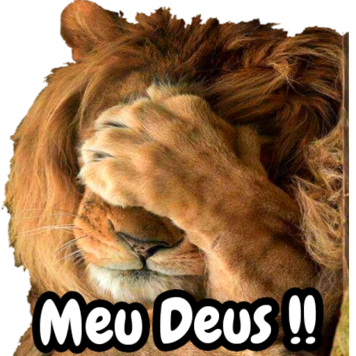 Figurinha: Leão com a mão no rosto