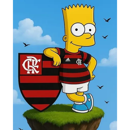 Figurinha: Bart Simpson com a camisa do Flamengo