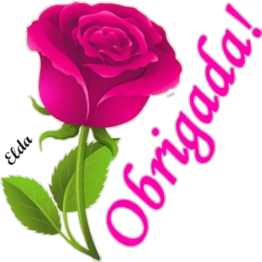 Figurinha: Rosa com Obrigada!