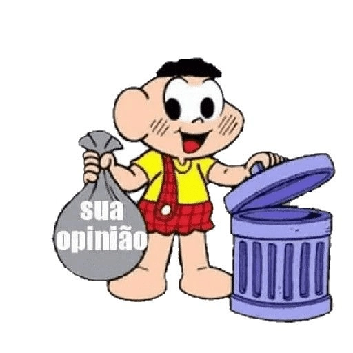 Figurinha: Cascão jogando fora sua opinião