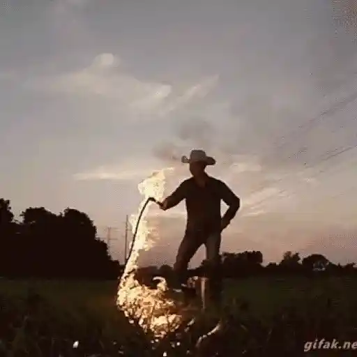 Figurinha: Cowboy lança fogo com chicote