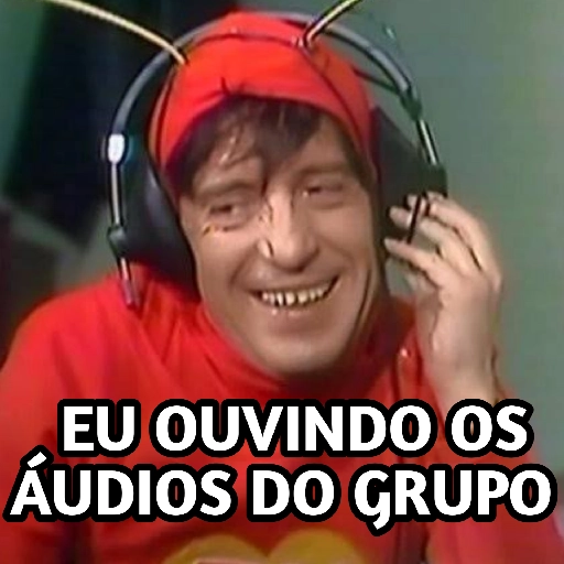 Figurinha: Eu ouvindo os áudios do grupo