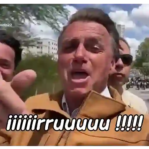 Figurinha: Jair Bolsonaro gritando "iiiiiirruuuu"