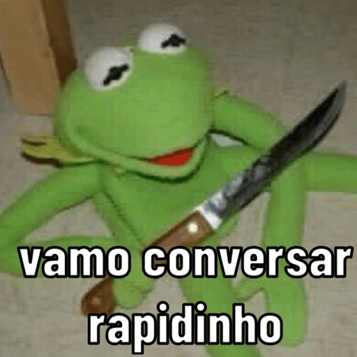 Figurinha: Kermit com Faca: Vamos Conversar